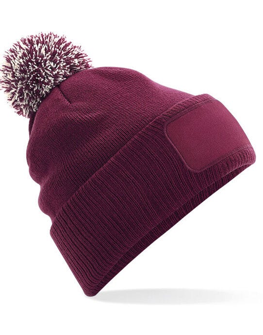 Beechfield B443 Snowstar® Patch Beanie - Burgundy/Off White