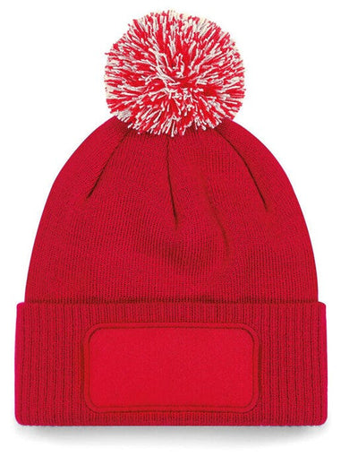 Beechfield B443 Snowstar® Patch Beanie - Classic Red/Off White