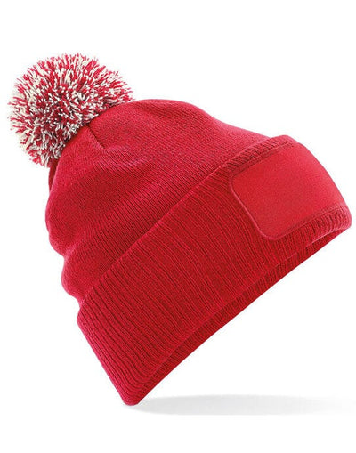 Beechfield B443 Snowstar® Patch Beanie - Classic Red/Off White