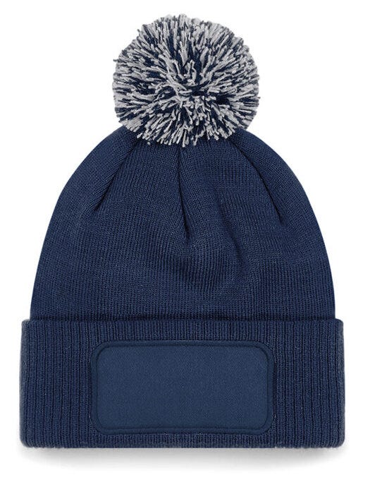 Beechfield B443 Snowstar® Patch Beanie - French Navy/Light Grey