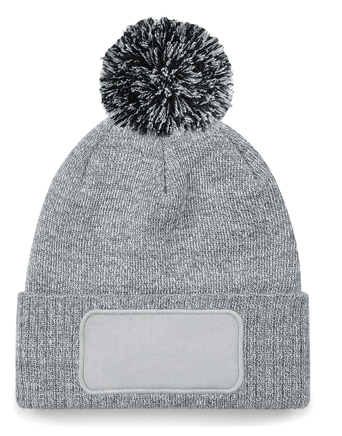 Beechfield B443 Snowstar® Patch Beanie - Heather Grey/black