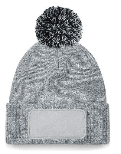 Beechfield B443 Snowstar® Patch Beanie - Heather Grey/black