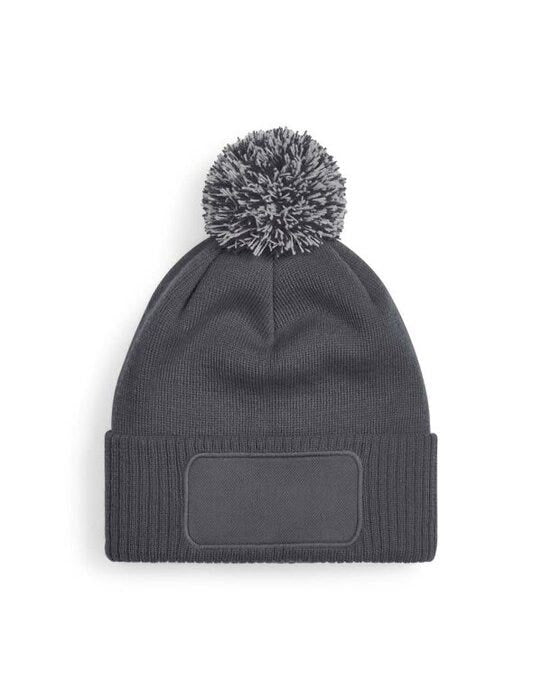 Beechfield B443 Snowstar® Patch Beanie - Graphite Grey/ Light Grey