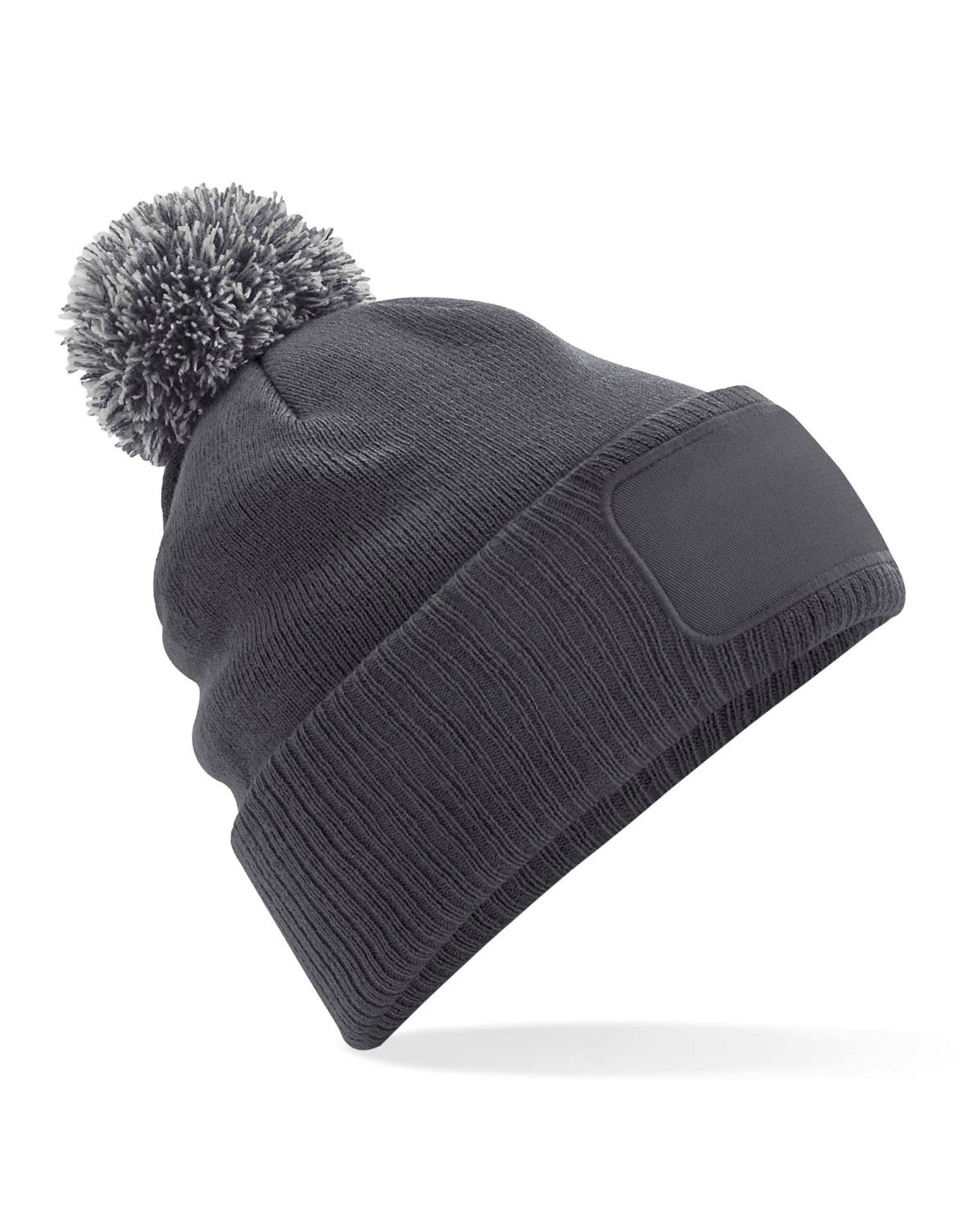 Beechfield B443 Snowstar® Patch Beanie - Graphite Grey/ Light Grey