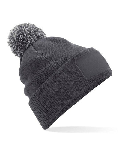 Beechfield B443 Snowstar® Patch Beanie - Graphite Grey/ Light Grey