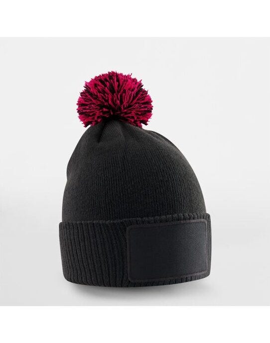 Beechfield B443B Kids Snowstar Patch Beanie - Black/Classic Red