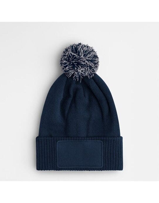 Beechfield B443B Kids Snowstar Patch Beanie - French Navy/Light Grey