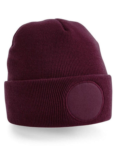 Beechfield B446 Circular Patch Beanie - Burgundy