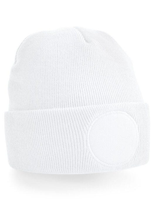 Beechfield B446 Circular Patch Beanie - White