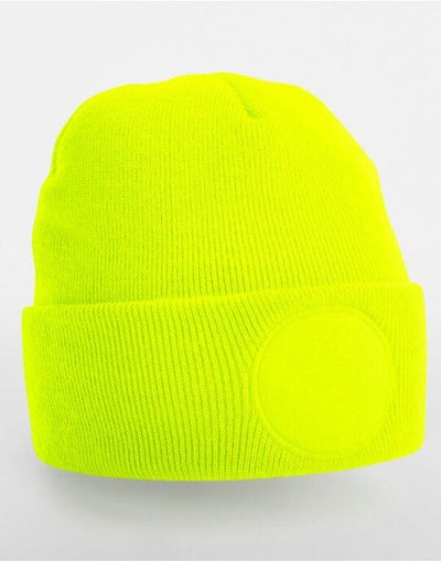 Beechfield B446 Circular Patch Beanie - Fluoresent Yellow