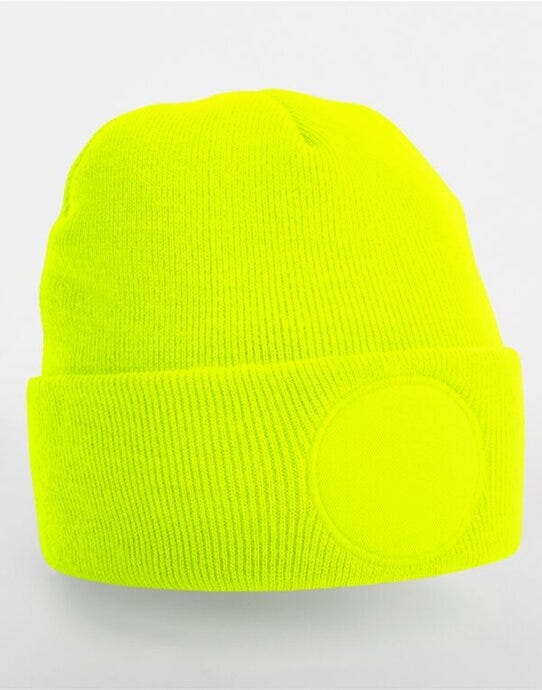 Beechfield B446 Circular Patch Beanie - Fluoresent Yellow