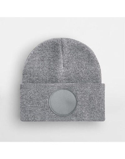 Beechfield B446 Circular Patch Beanie - Heather Grey