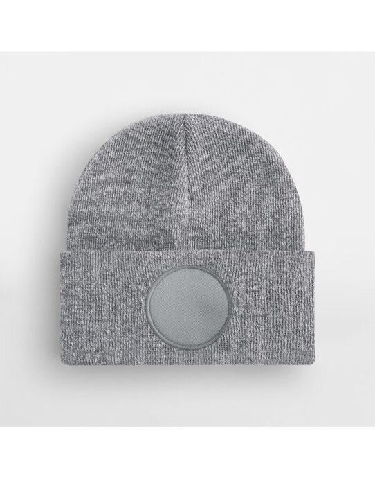 Beechfield B446 Circular Patch Beanie - Heather Grey