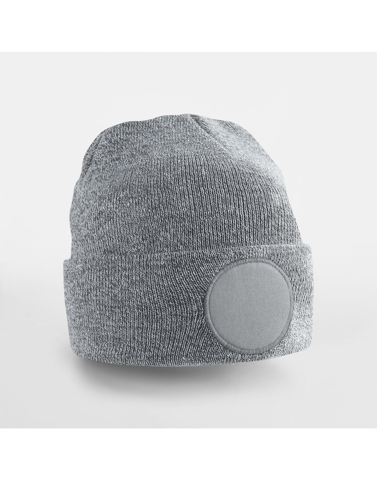 Beechfield B446 Circular Patch Beanie - Heather Grey