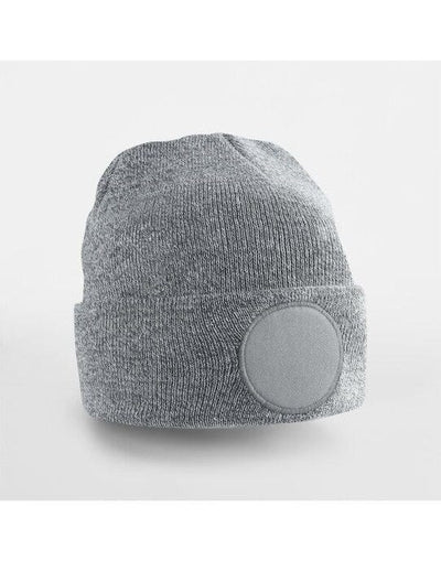 Beechfield B446 Circular Patch Beanie - Heather Grey