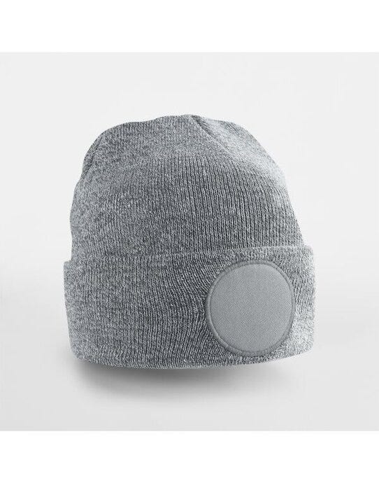 Beechfield B446 Circular Patch Beanie - Heather Grey