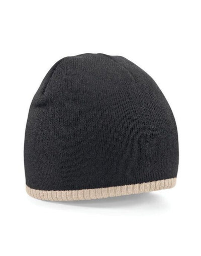 Beechfield B44C Two-Tone Pull On Beanie - Black/Stone