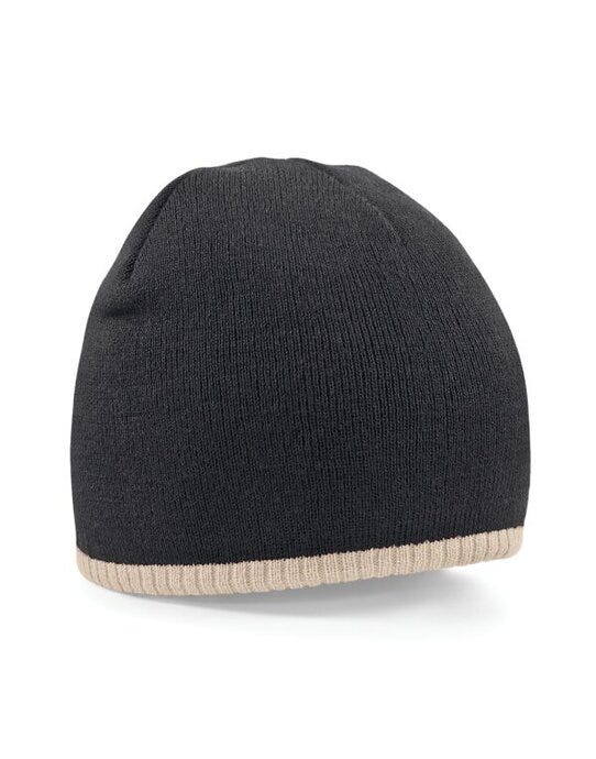 Beechfield B44C Two-Tone Pull On Beanie - Black/Stone