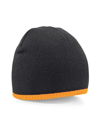 Beechfield B44C Two-Tone Pull On Beanie - Black/Fluorescent Orange