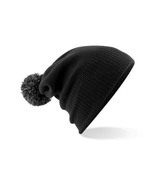 Beechfield B450 Black/Graphite plain Snowstar Pom-Pom Beanie