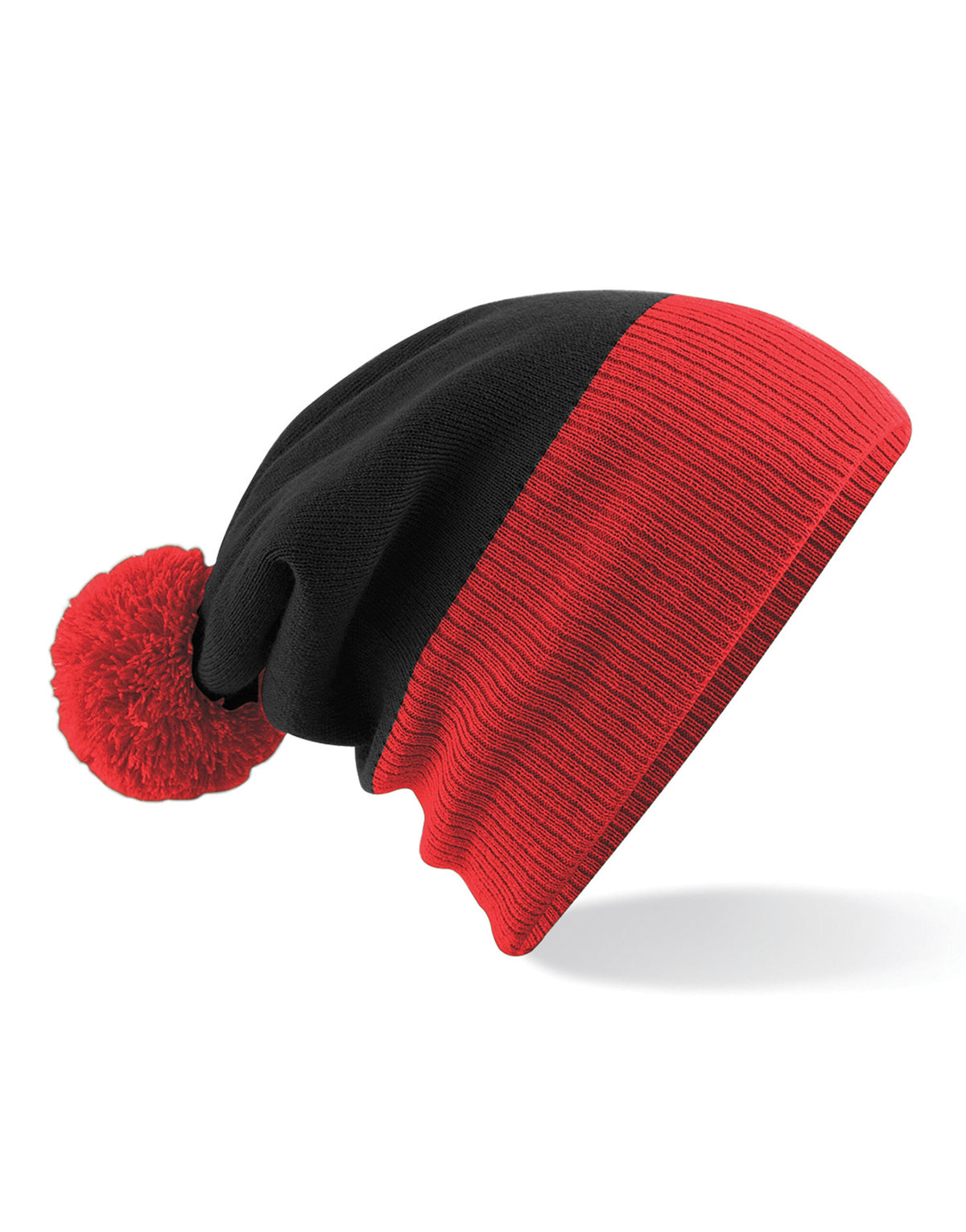 Beechfield B451 Snowstar® Two-Tone Beanie - Black/Bright Red