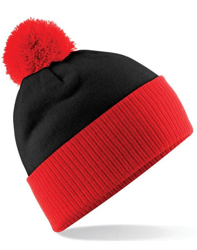 Beechfield B451 Snowstar® Two-Tone Beanie - Black/Bright Red