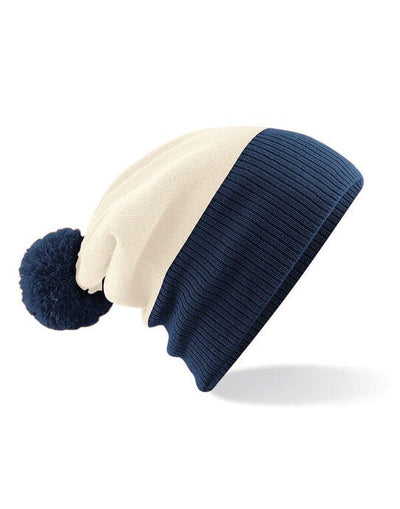 Beechfield B451 Snowstar® Two-Tone Beanie - Off White/ French Navy