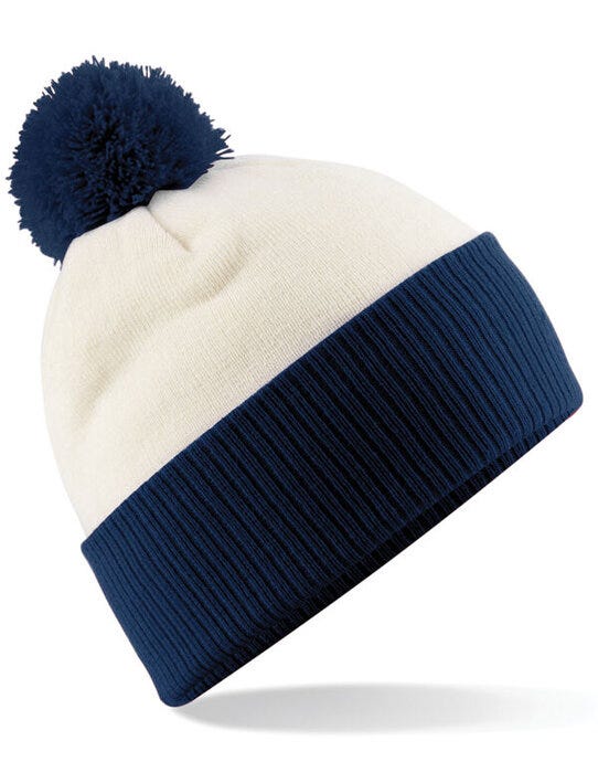 Beechfield B451 Snowstar® Two-Tone Beanie - Off White/ French Navy