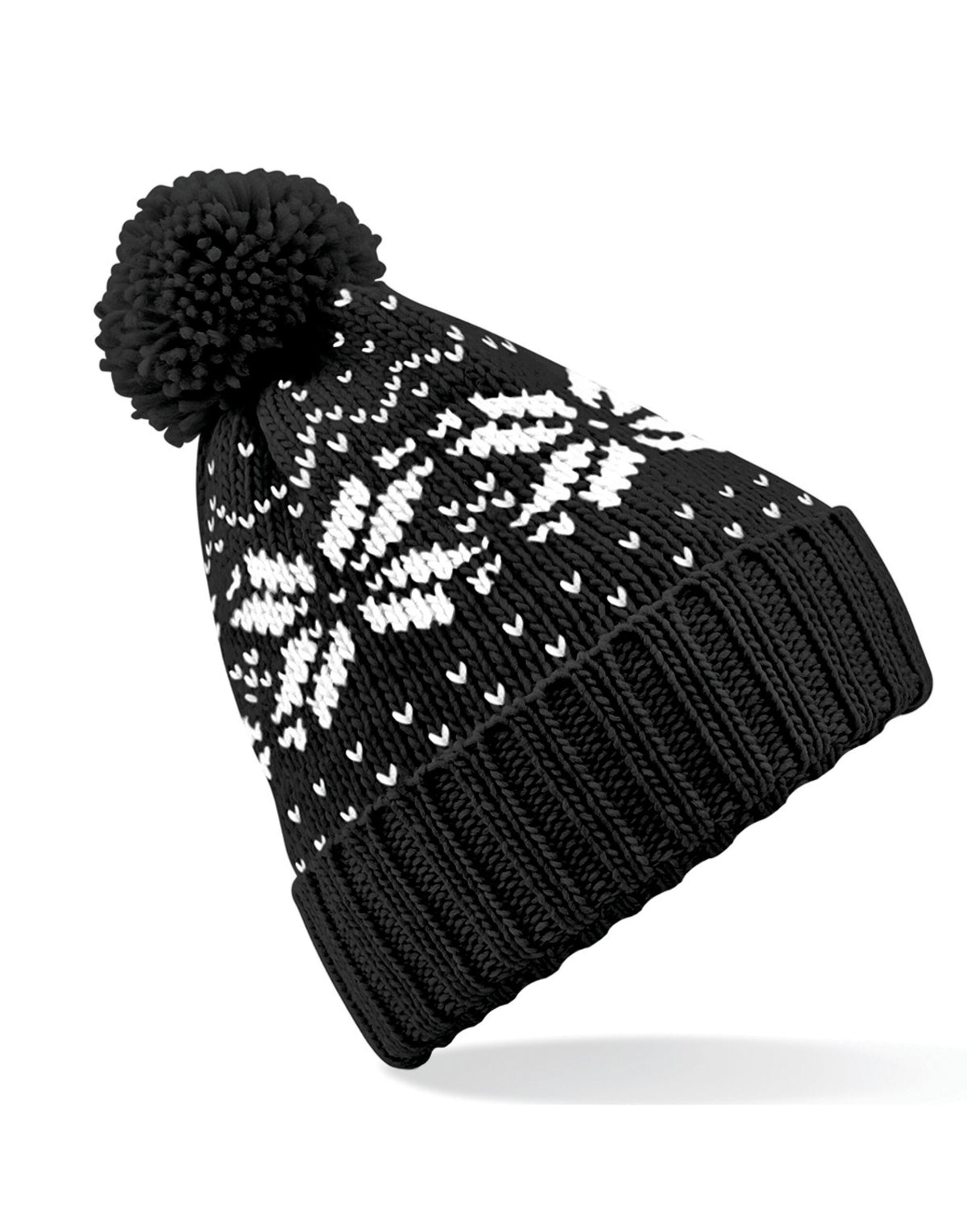 Beechfield B456 Fair Isle Snowstar® Beanie - Black/White