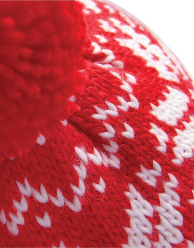 Beechfield B456 Fair Isle Snowstar® Beanie - Classic Red/White