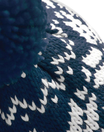 Beechfield B456 Fair Isle Snowstar® Beanie - French Navy/White