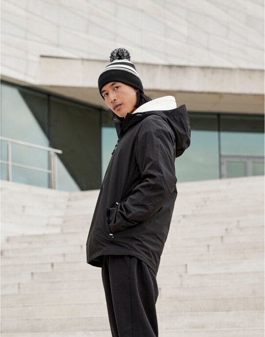 Beechfield B473R Striped Fan Beanie - Black/White