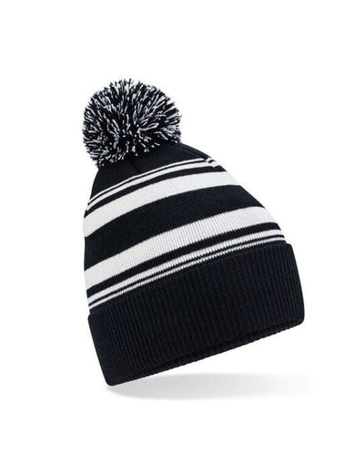 Beechfield B473R Striped Fan Beanie - Black/White