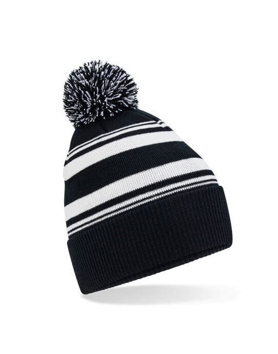Beechfield B473R Striped Fan Beanie - Black/White