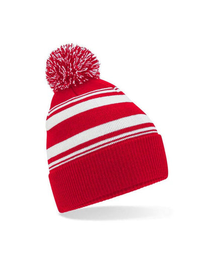 Beechfield B473R Striped Fan Beanie - Classic Red/White