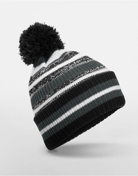 Beechfield B474R Multi-Sport Fan Beanie - Black/Graphite/White