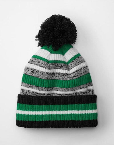 Beechfield B474R Multi-Sport Fan Beanie - Black/Kelly Green/White