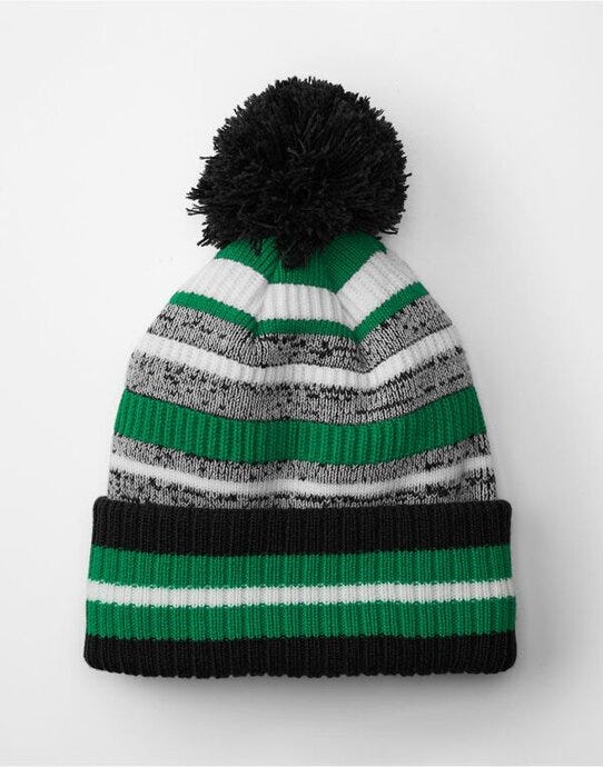 Beechfield B474R Multi-Sport Fan Beanie - Black/Kelly Green/White