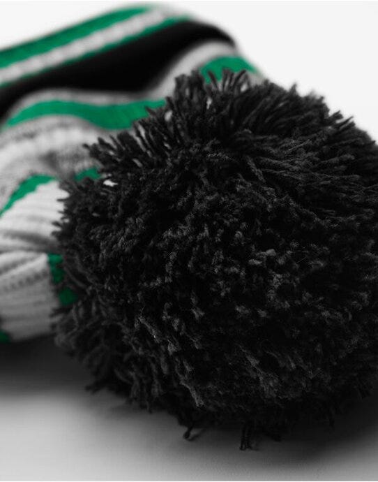 Beechfield B474R Multi-Sport Fan Beanie - Black/Kelly Green/White