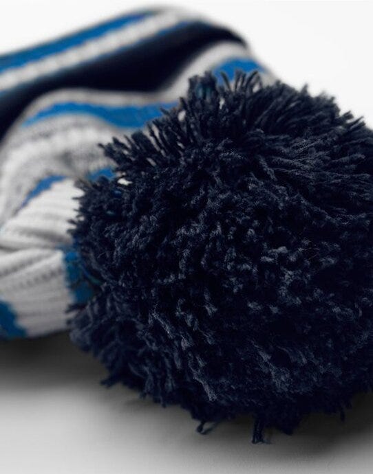 Beechfield B474R Multi-Sport Fan Beanie - French Navy/Sapphire Blue/White