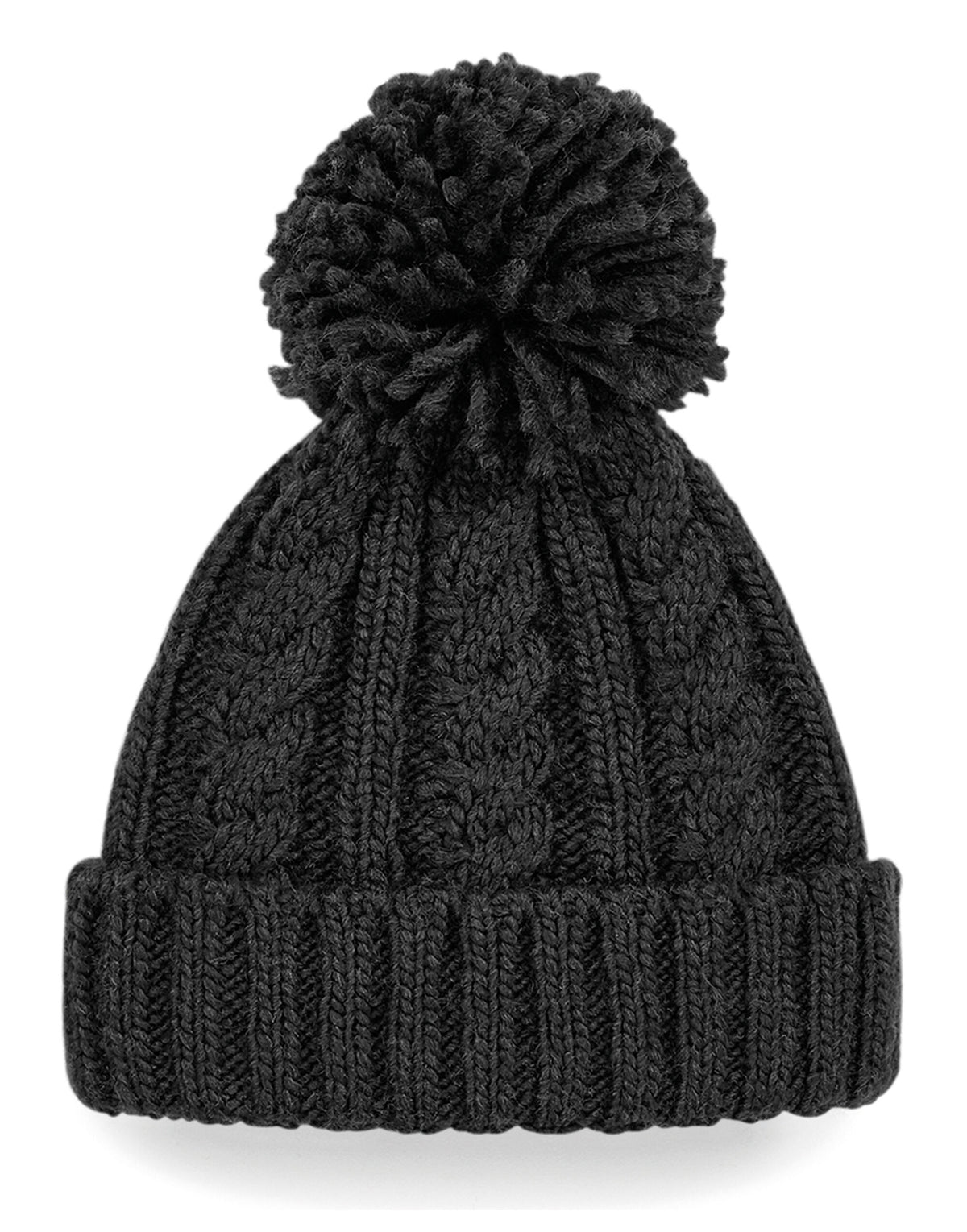 Beechfield B480 Cable Knit Melange Beanie - Black