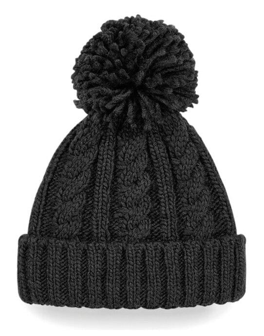 Beechfield B480 Cable Knit Melange Beanie - Black