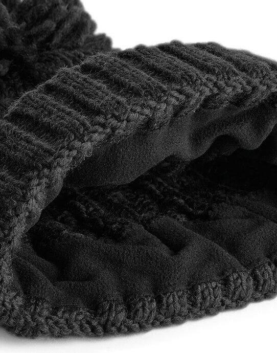 Beechfield B480 Cable Knit Melange Beanie - Black