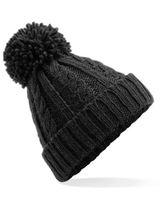 Beechfield B480 Cable Knit Melange Beanie - Black
