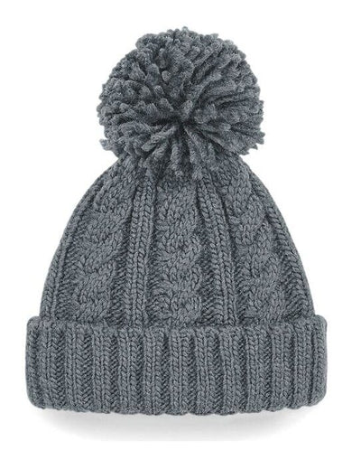 Beechfield B480 Cable Knit Melange Beanie - Light Grey