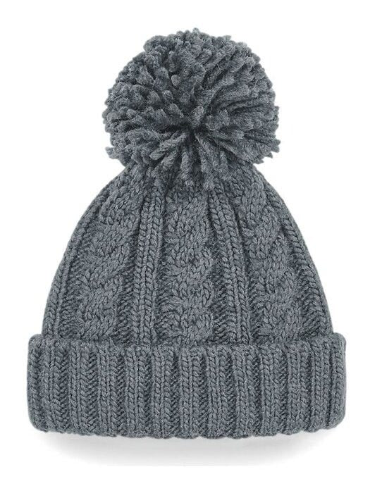 Beechfield B480 Cable Knit Melange Beanie - Light Grey
