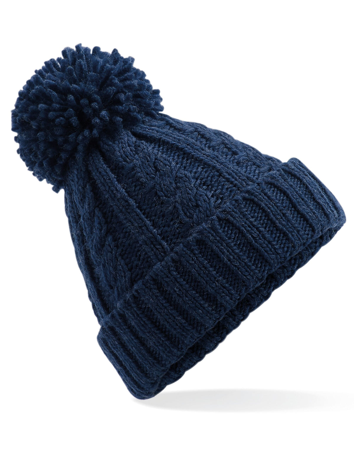 Beechfield B480 Cable Knit Melange Beanie - Navy
