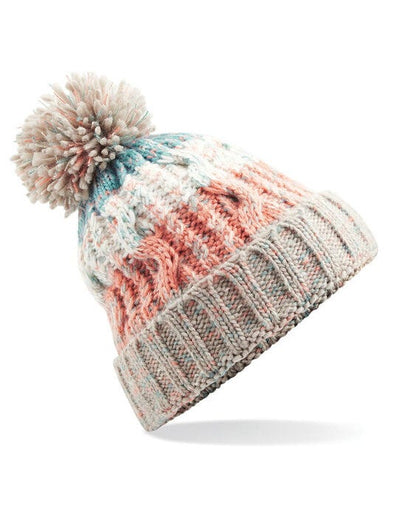 Beechfield B486 Corkscrew Pom Pom Beanie - Milkshake Mix