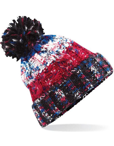 Beechfield B486 Corkscrew Pom Pom Beanie - Black Jacks