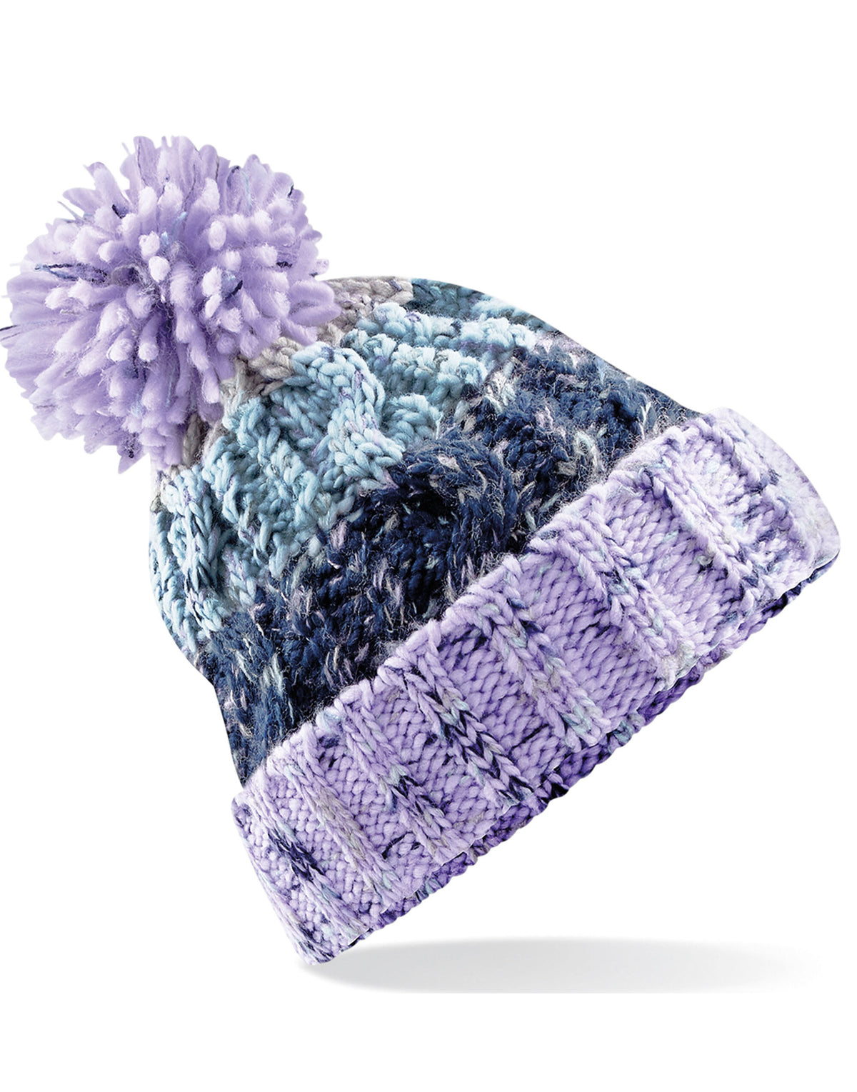Beechfield B486 Corkscrew Pom Pom Beanie - Lavender Fizz